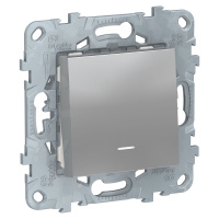 Выключатель UNICA NEW одноклавишный с подсветкой схема 1а алюминий Schneider Electric NU520130N