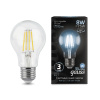 Лампа Gauss Filament А60 8W 780lm 4100К Е27 LED 1/10/40 GAUSS 102802208