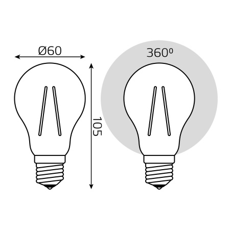 Лампа Gauss Filament А60 8W 780lm 4100К Е27 LED 1/10/40 GAUSS 102802208