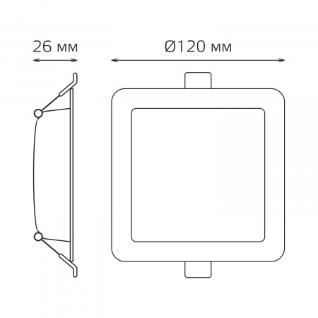Светильник светодиодный ДВО 10 Вт 780 лм 4000К AC 220В IP20 квадрат 120х120х26мм монт разм 90х90мм Пластик Elementary Gauss GAUSS 998420209