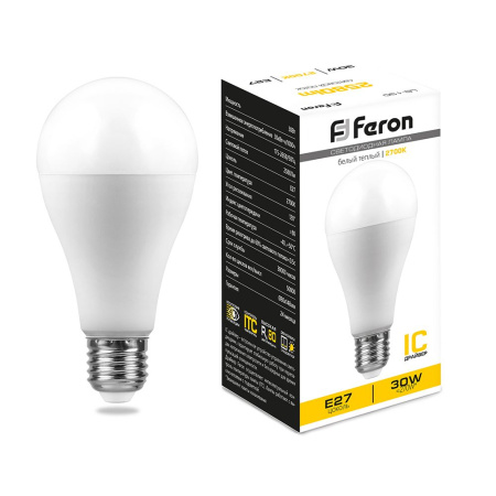 Лампа светодиодная LED 30вт Е27 теплый FERON LB-130 38194