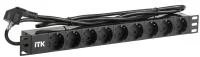 Блок розеток PDU 9 розеток DIN49440 1U шнур 2м вилка и DIN49441 профиль из ПВХ черный